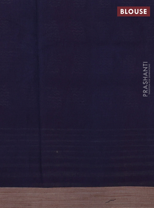 Kota silk cotton saree red and navy blue with allover block prints and simple border