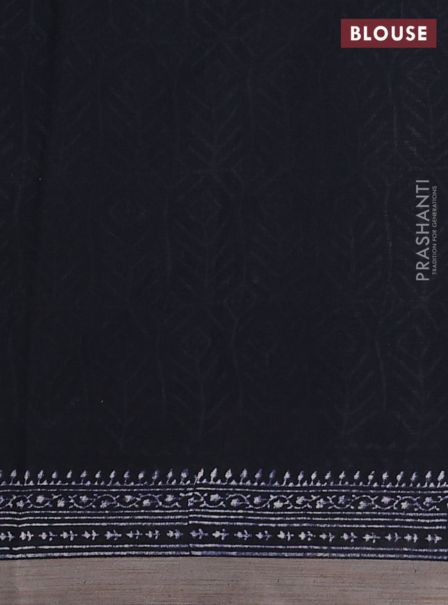Kota silk cotton saree grey and black with allover block prints and simple border