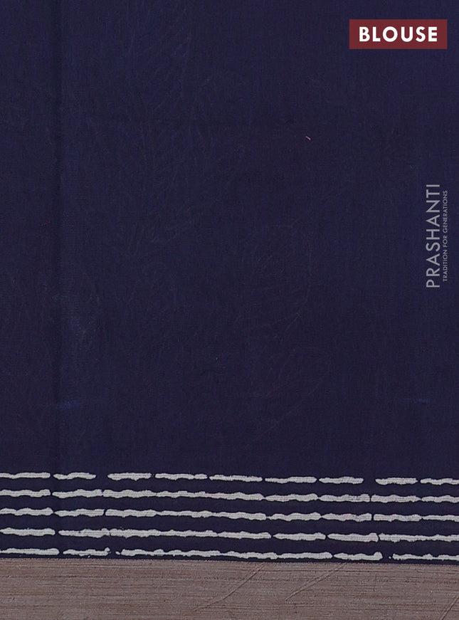 Kota silk cotton saree red and navy blue with allover block prints and simple border