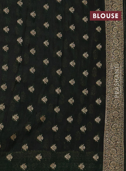 Banarasi semi crepe saree pastel pink and bottle green with allover thread & zari woven buttas and woven border