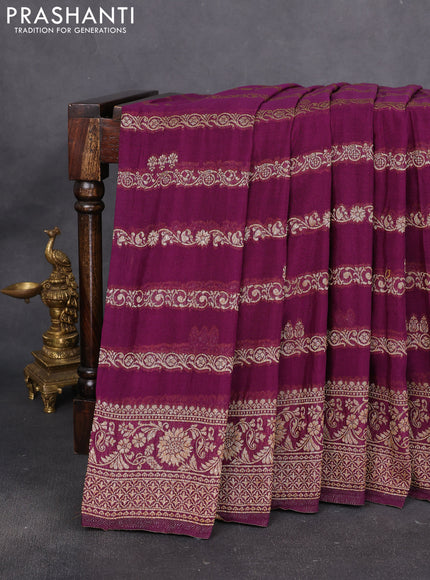 Banarasi semi crepe saree purple with allover thread & zari weaves and zari woven border
