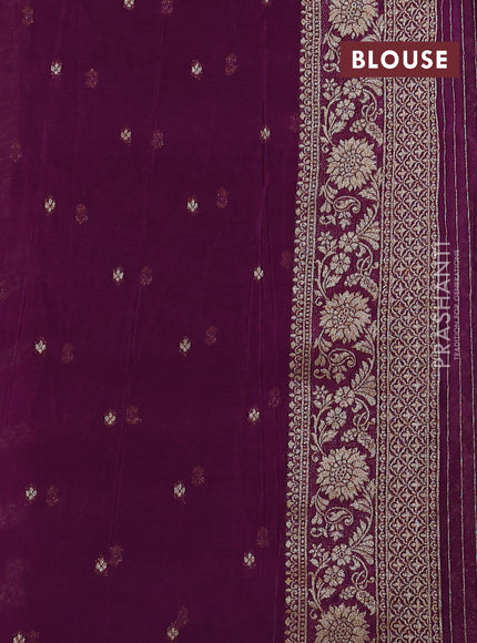 Banarasi semi crepe saree purple with allover thread & zari weaves and zari woven border