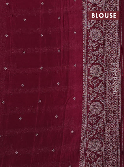 Banarasi semi crepe saree wine shade with allover thread & zari weaves and zari woven border