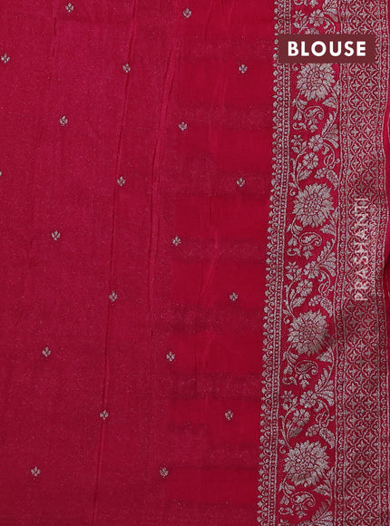Banarasi semi crepe saree dark pink with allover thread & zari weaves and zari woven border