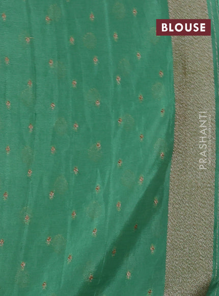 Banarasi semi crepe saree pastel green with allover thread & zari woven buttas and zari woven border