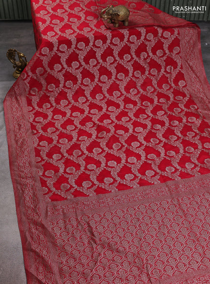 Banarasi semi crepe saree maroon with allover thread & zari woven floral weaves and zari woven border