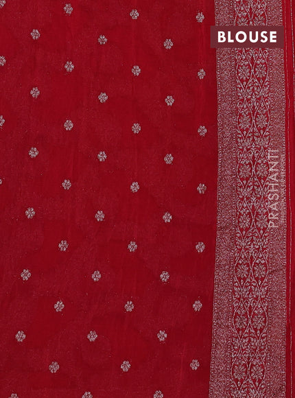 Banarasi semi crepe saree maroon with allover thread & zari woven floral weaves and zari woven border