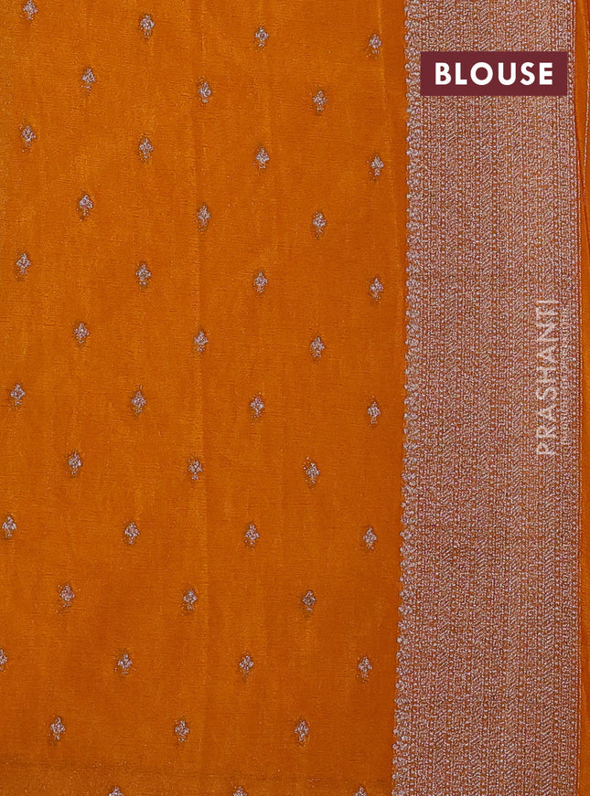 Banarasi semi crepe saree mustard yellow with allover zari weaves and zari woven border