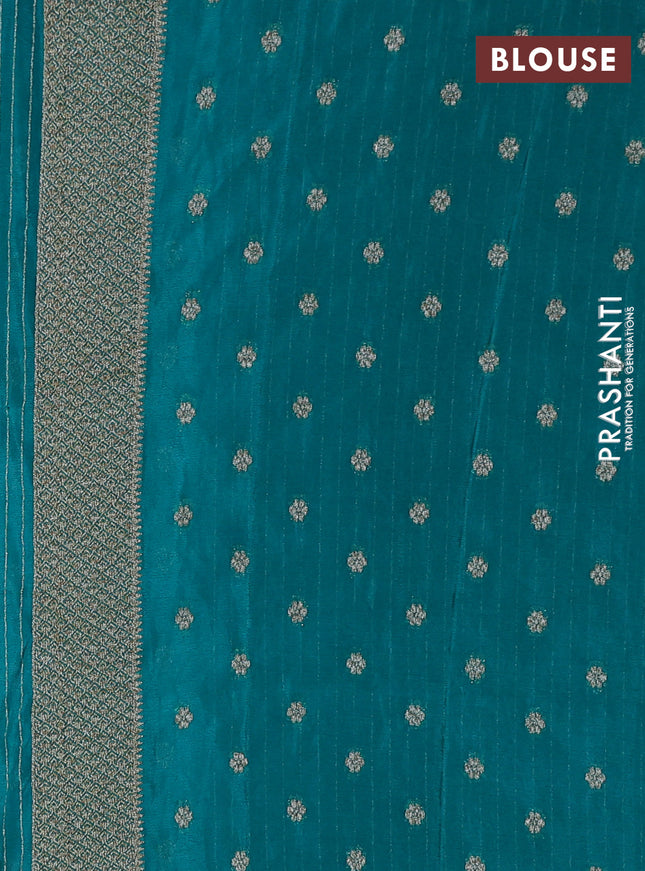 Banarasi semi crepe saree teal green with allover thread & zari woven buttas and zari woven border