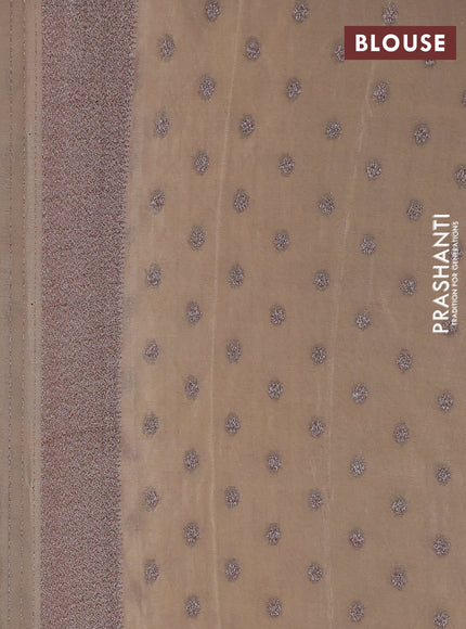 Banarasi semi crepe saree beige with allover thread & zari woven buttas and zari woven border