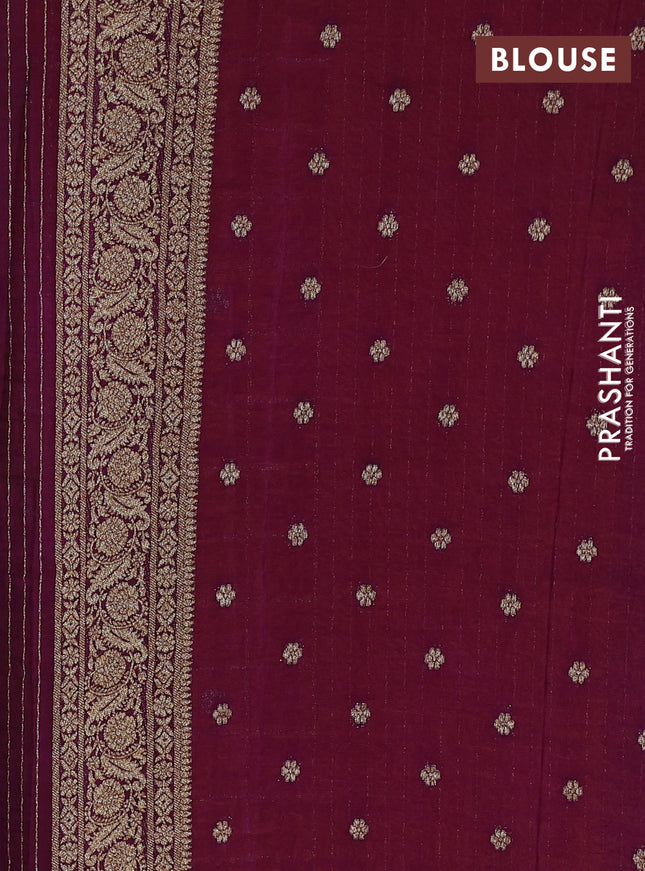 Banarasi semi crepe saree mustard yellow and purple with allover zari checks & buttas and zari woven border