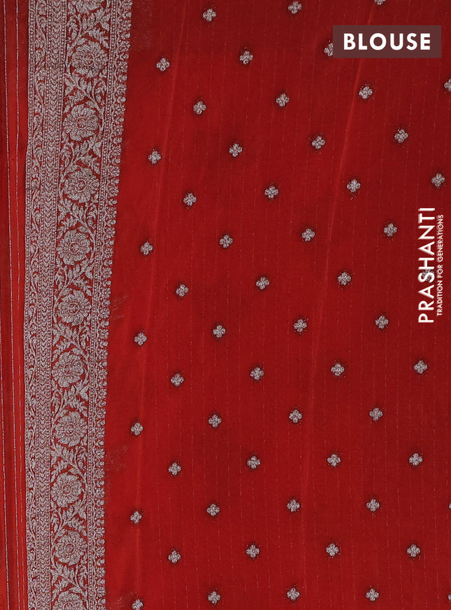 Banarasi semi crepe saree orange with allover thread & zari woven buttas and zari woven border