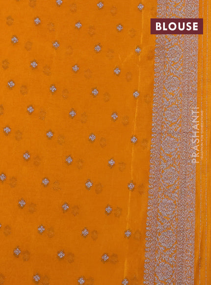 Banarasi semi crepe saree mango yellow with allover thread & zari woven buttas and zari woven border