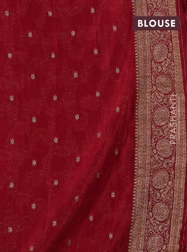 Banarasi semi crepe saree red with allover thread & zari weaves and zari woven border