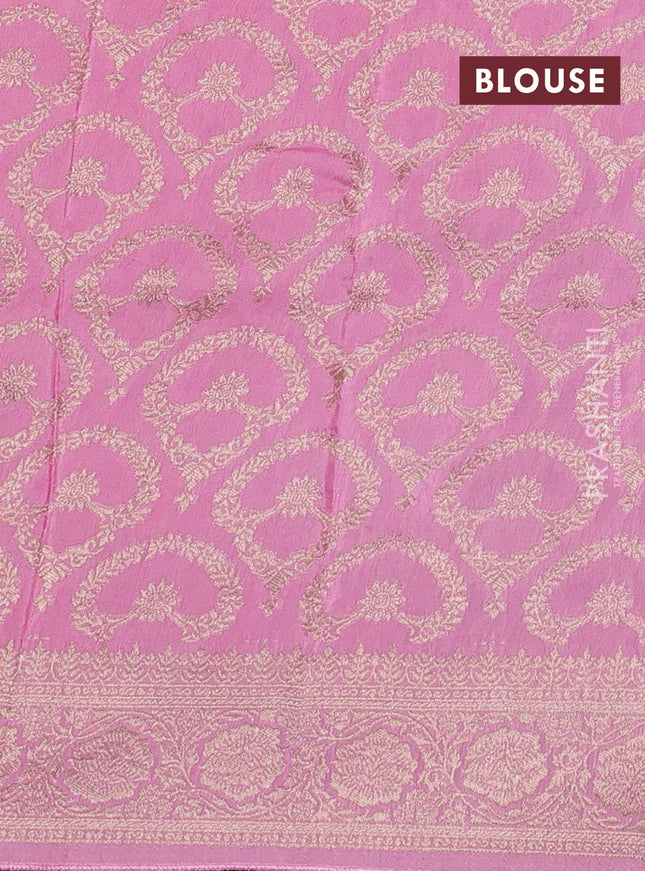 Dola silk saree light pink with plain body and zari woven border