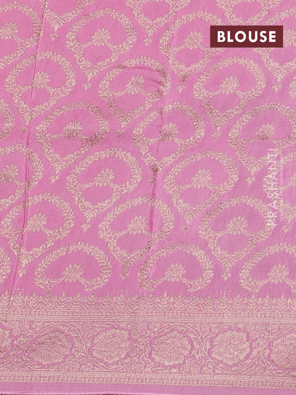 Dola silk saree light pink with plain body and zari woven border