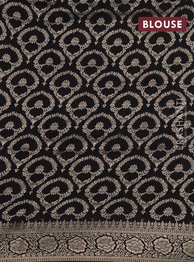 Dola silk saree black with plain body and zari woven border
