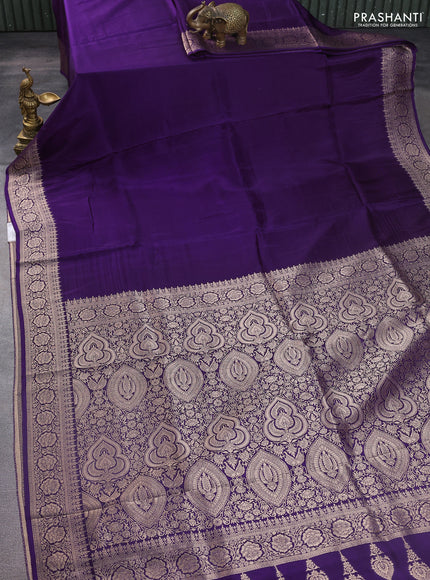 Dola silk saree violet with plain body and zari woven border