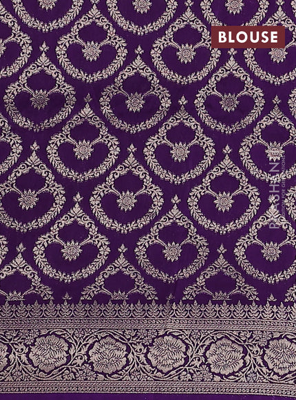 Dola silk saree violet with plain body and zari woven border