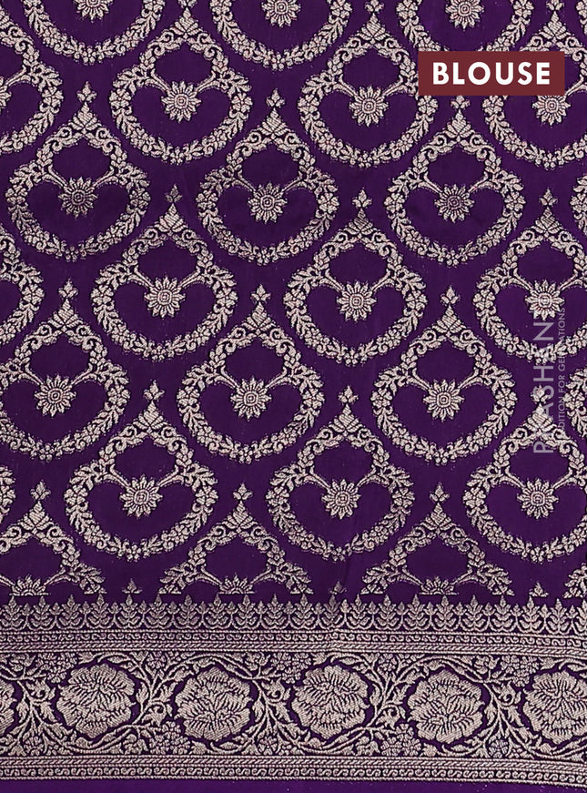 Dola silk saree violet with plain body and zari woven border