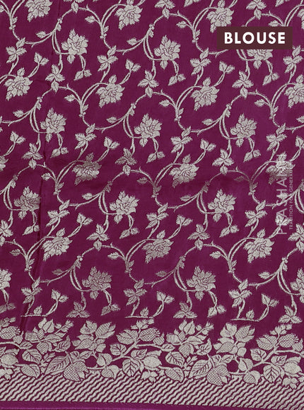 Dola silk saree dark magenta pink with plain body and zari woven border