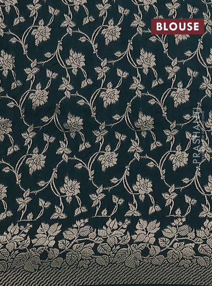 Dola silk saree peacock green shade with plain body and zari woven border