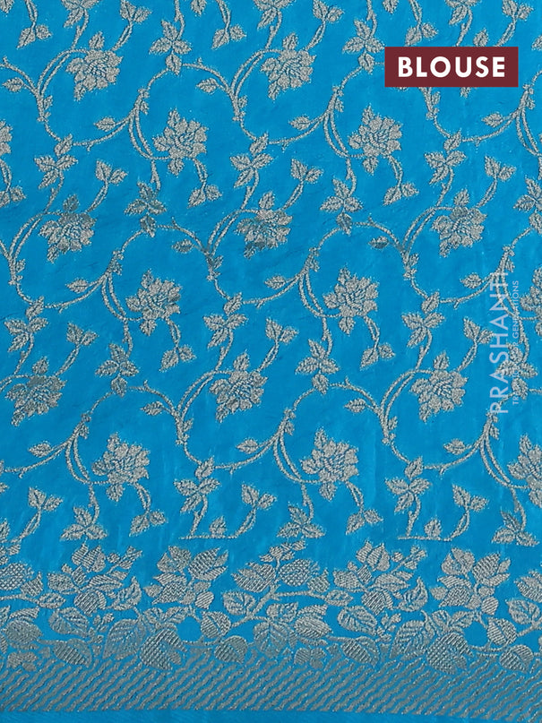 Dola silk saree teal blue with plain body and zari woven border