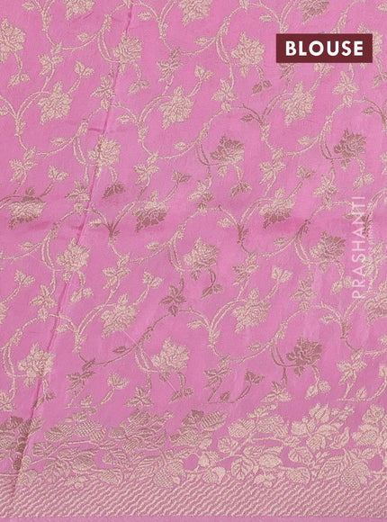 Dola silk saree light pink with plain body and zari woven border