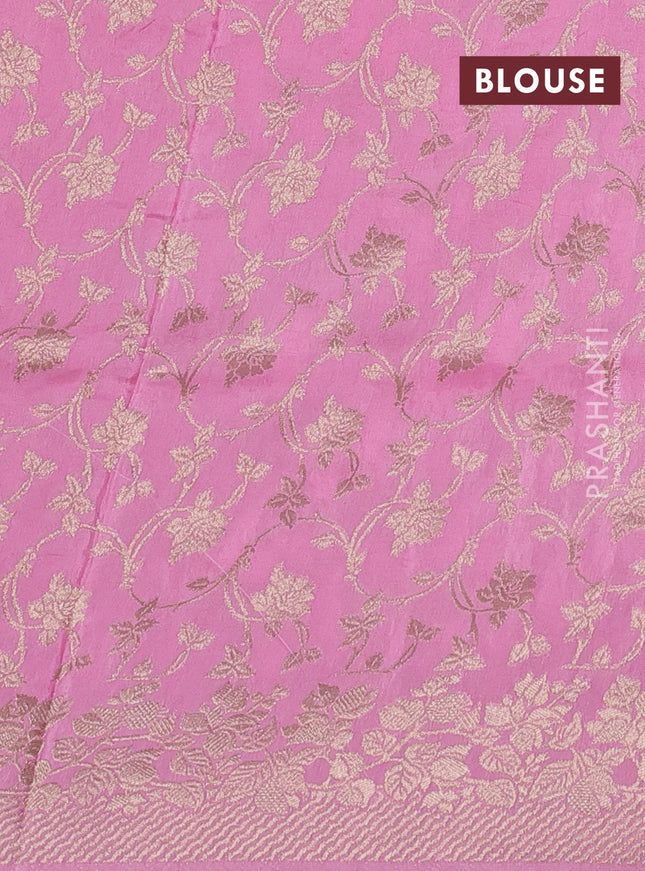 Dola silk saree light pink with plain body and zari woven border