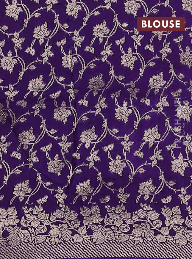 Dola silk saree violet with plain body and zari woven border