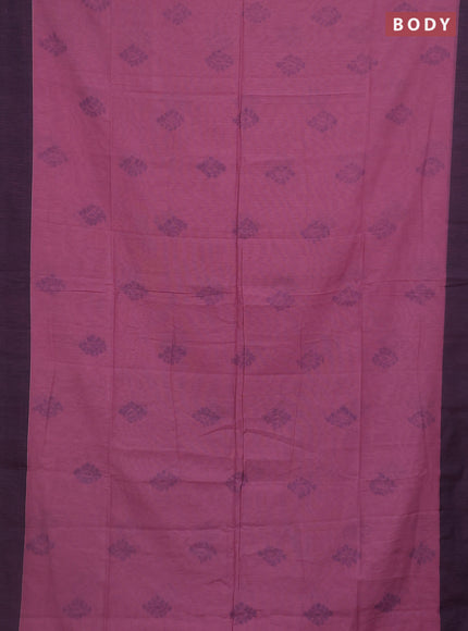 Bengal soft cotton saree mauve pink and blue with allover butta weaves and simple border