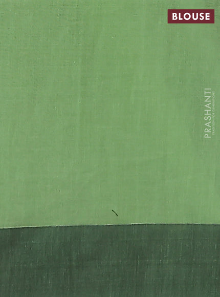 Bengal soft cotton saree pista green and black with allover butta weaves and simple border