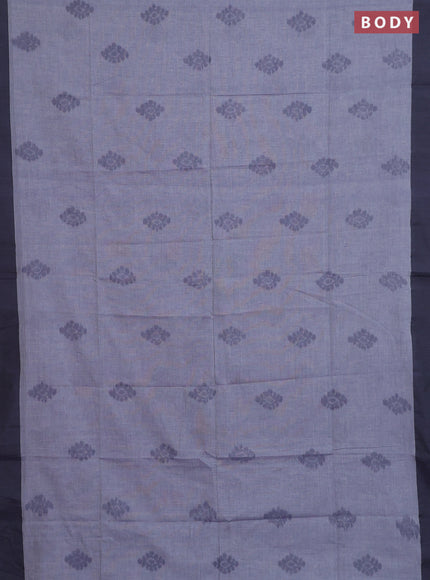 Bengal soft cotton saree greyish blue and grey with allover butta weaves and simple border