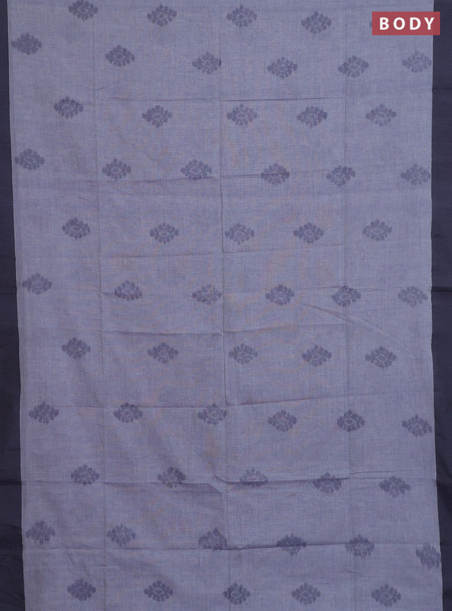 Bengal soft cotton saree greyish blue and grey with allover butta weaves and simple border