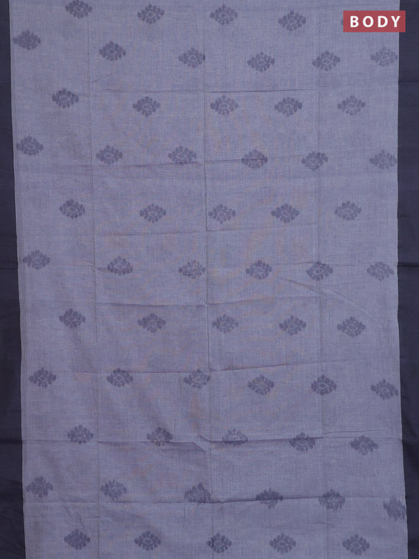 Bengal soft cotton saree greyish blue and grey with allover butta weaves and simple border