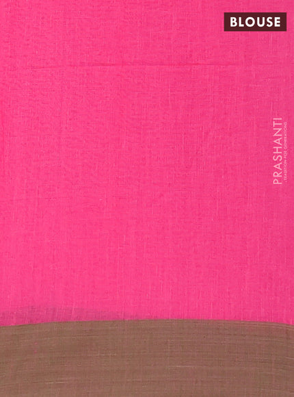 Bengal soft cotton saree pink and green with allover butta weaves and simple border