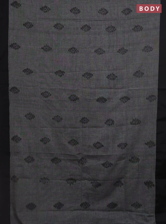 Bengal soft cotton saree grey and maroon with allover butta weaves and simple border