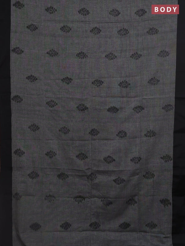 Bengal soft cotton saree grey and maroon with allover butta weaves and simple border