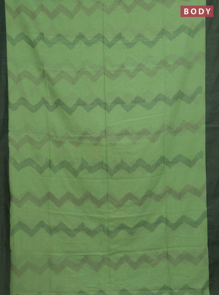Bengal soft cotton saree pista green and black with allover weaves and simple border