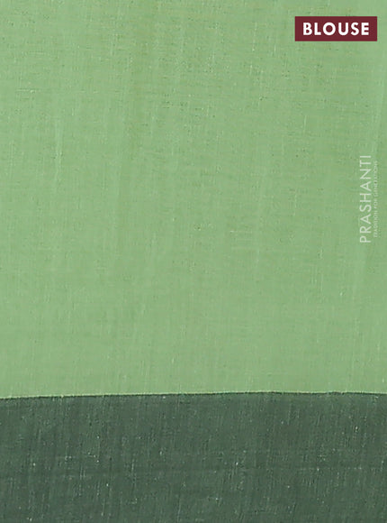 Bengal soft cotton saree pista green and black with allover weaves and simple border