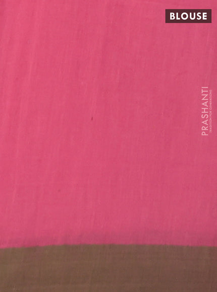 Bengal soft cotton saree peach pink and green with allover weaves and simple border