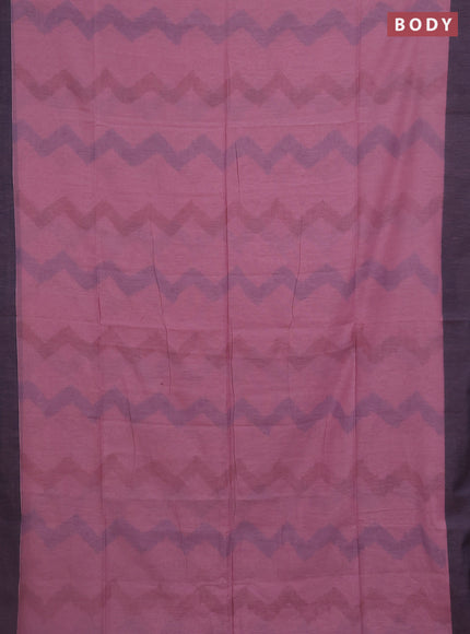 Bengal soft cotton saree mavue pink and navy blue with allover weaves and simple border