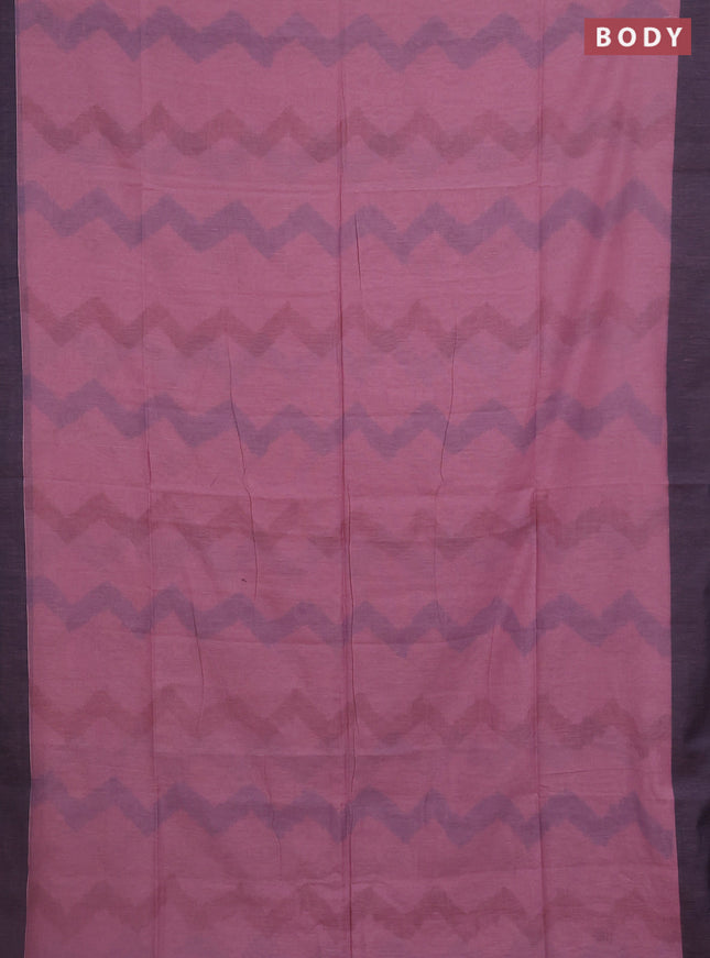 Bengal soft cotton saree mavue pink and navy blue with allover weaves and simple border