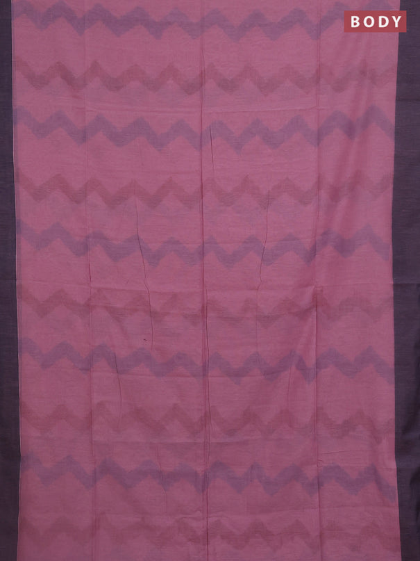 Bengal soft cotton saree mavue pink and navy blue with allover weaves and simple border