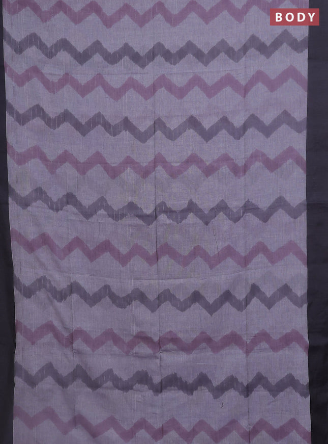 Bengal soft cotton saree grey and black with allover weaves and simple border