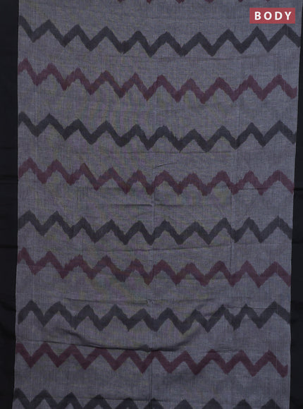 Bengal soft cotton saree grey and maroon with allover weaves and simple border