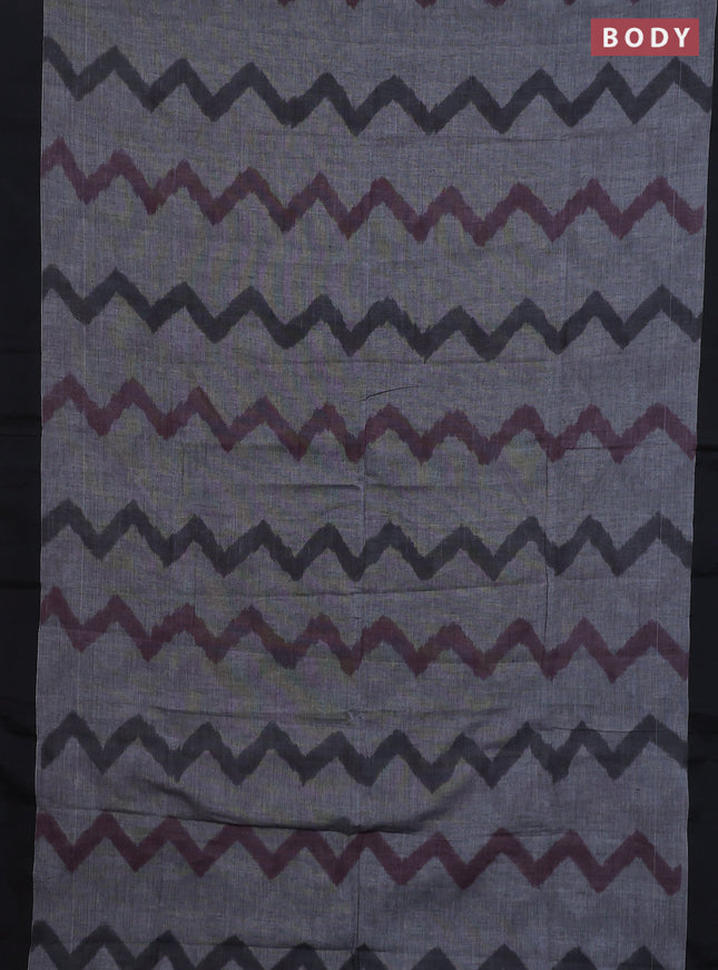 Bengal soft cotton saree grey and maroon with allover weaves and simple border