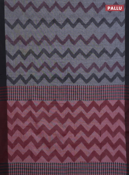 Bengal soft cotton saree grey and maroon with allover weaves and simple border