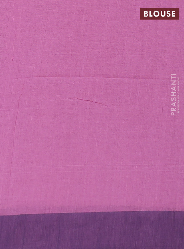 Bengal soft cotton saree mauve pink and blue with allover butta weaves and simple border