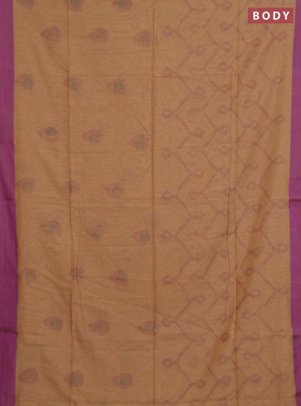 Bengal soft cotton saree sandal and purple with allover butta weaves and simple border